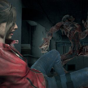 Resident Evil 2 (Remake) - Claire with Mutating Licker
